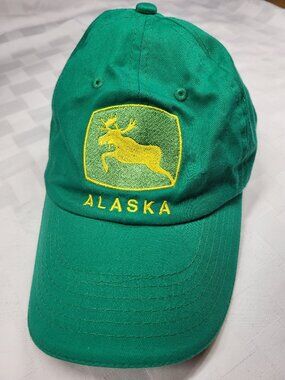 John Deere Inspired Green Alaska Moose Baseball Cap